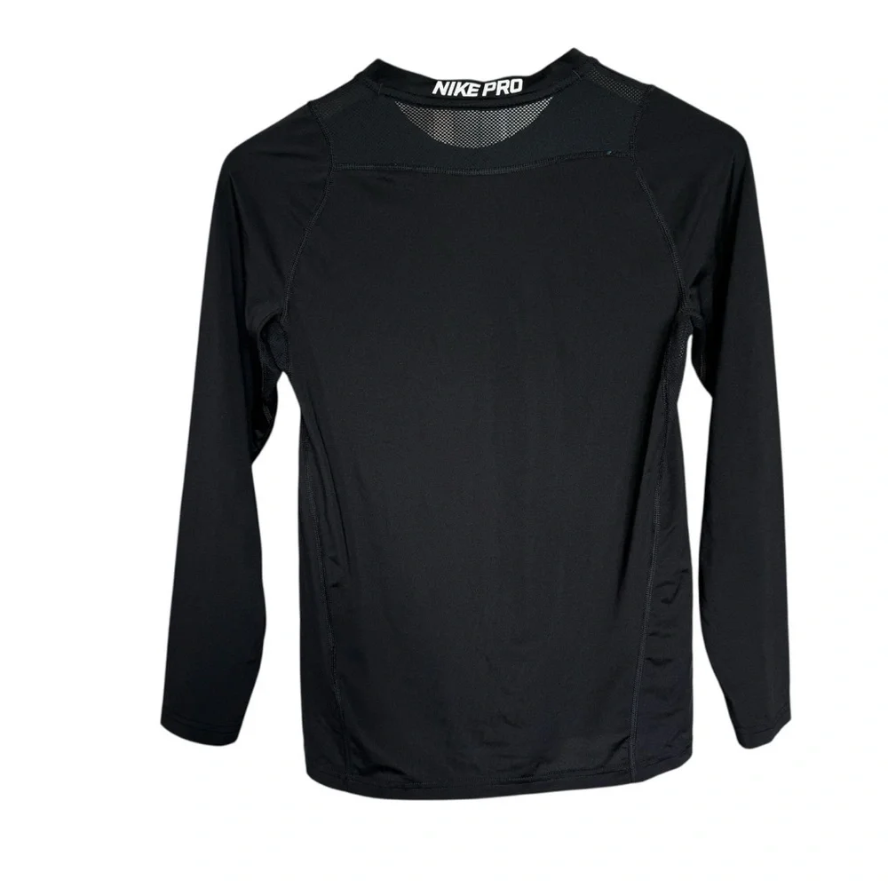 Nike Pro Dri-FIT Long Sleeve Training T-Shirt Black Teens L Sweat Wicking Mesh